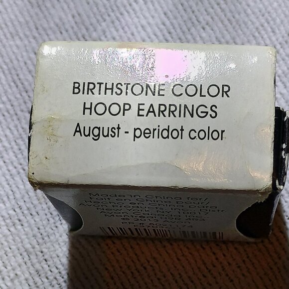 Avon/Birthstone Hoop Earrings/Women/Green Peridot/August Birth Month - Picture 3 of 4